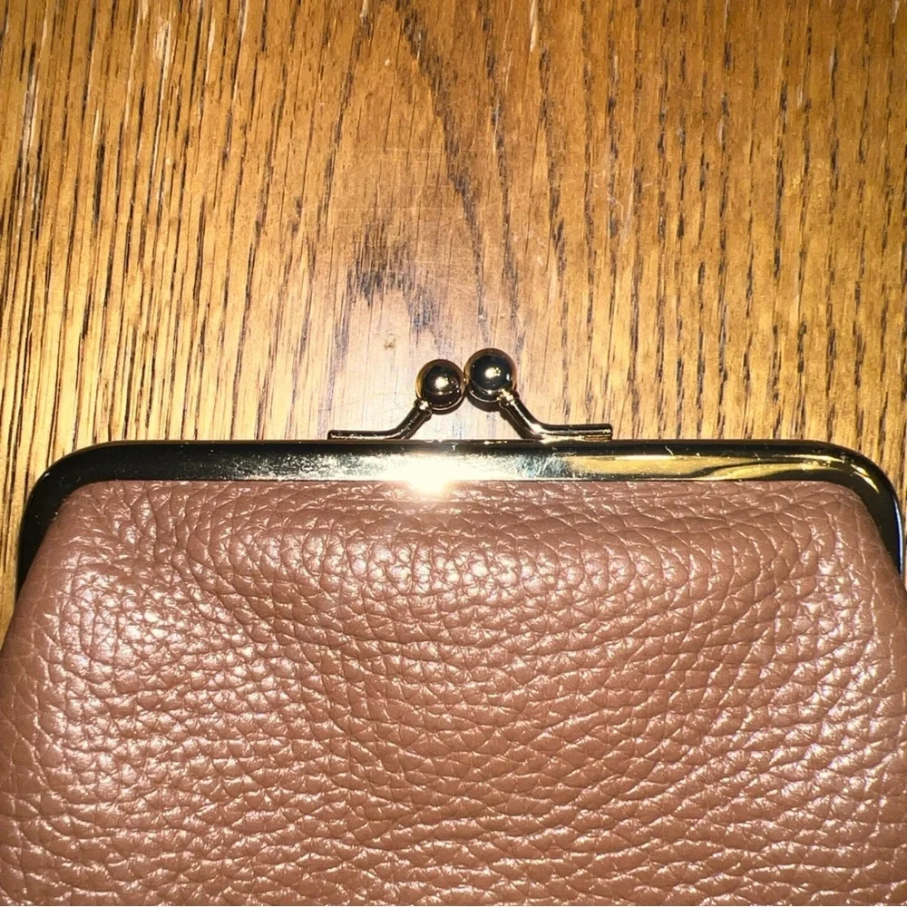 Dooney & Bourke Pebble Leather Small Framed Kisslock Purse French Caramel - Picture 2 of 7